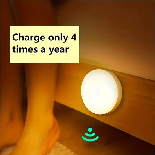 1Pc Motion Sensor Night Light - Wireless LED Detector Lamp for Bedroom, Staircase, Closet, and Room Decor-
