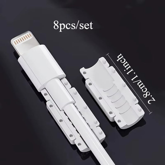 8-Pack Silicone PVC Cable Protectors - Charging Wire Guards for Phone, USB, Non-Electronic Accessory , Flexible Protection