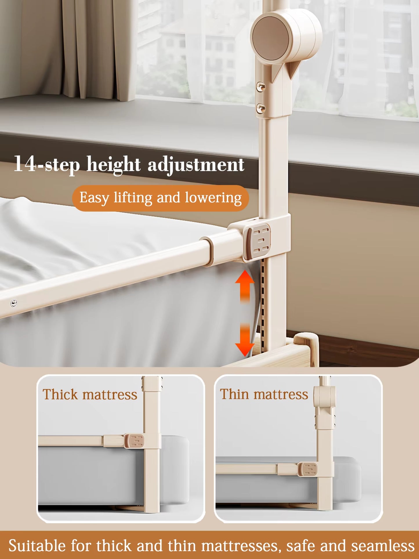 Foldable Toddler Bed Rail - Adjustable Anti-Fall Safety Barrier for Cribs with Easy Installation