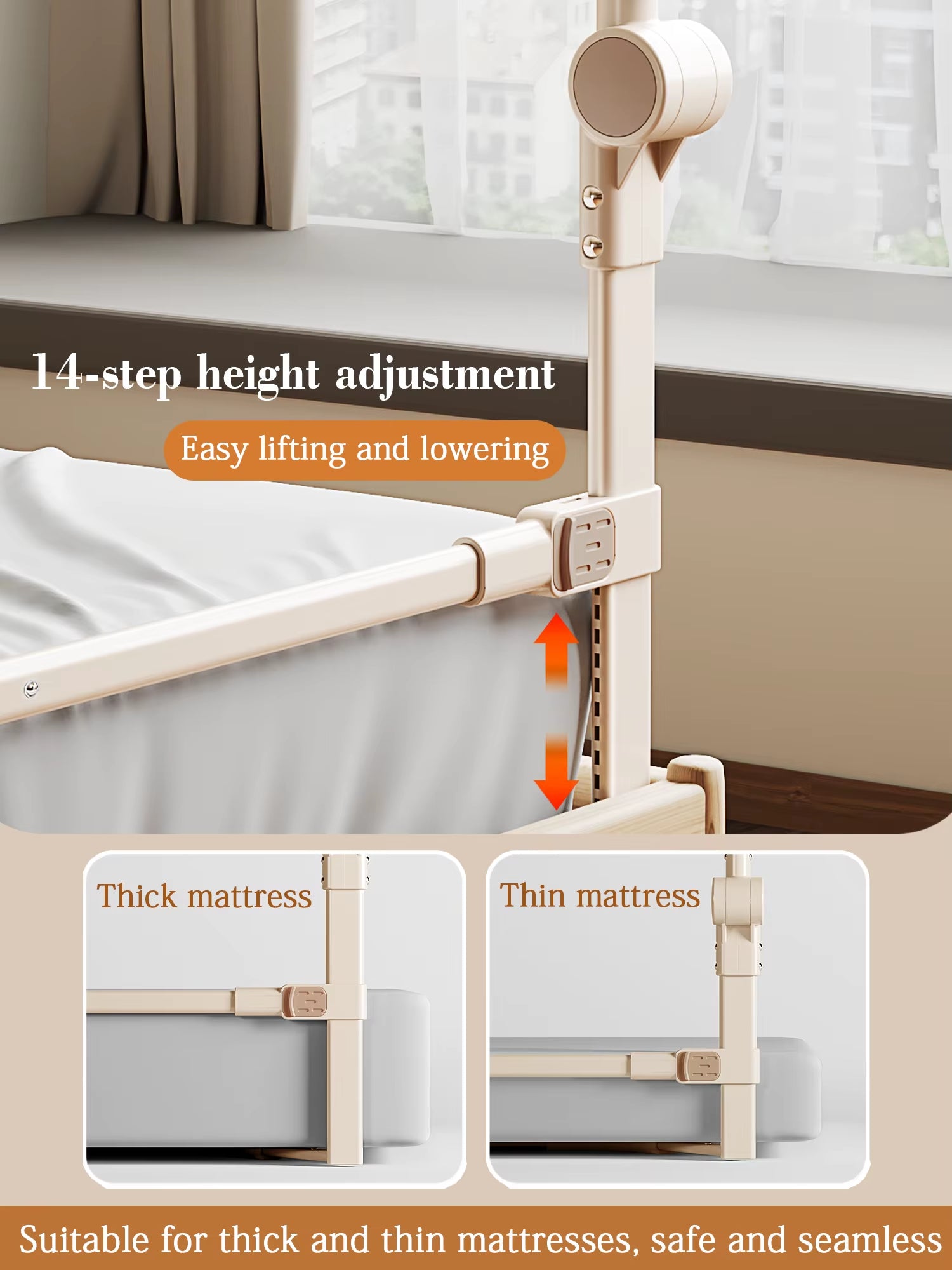 Foldable Toddler Bed Rail - Adjustable Anti-Fall Safety Barrier for Cribs with Easy Installation