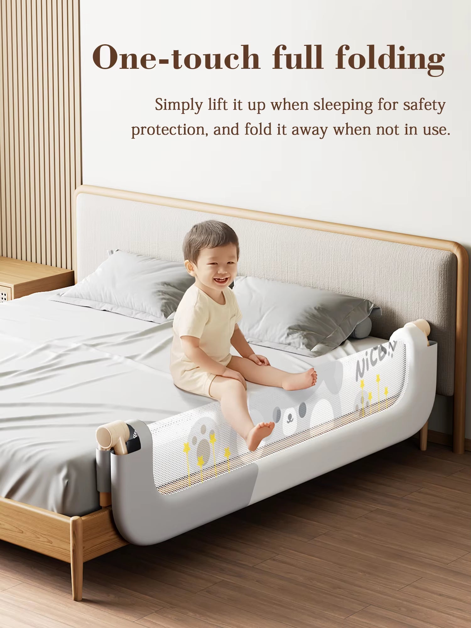 Foldable Toddler Bed Rail - Adjustable Anti-Fall Safety Barrier for Cribs with Easy Installation