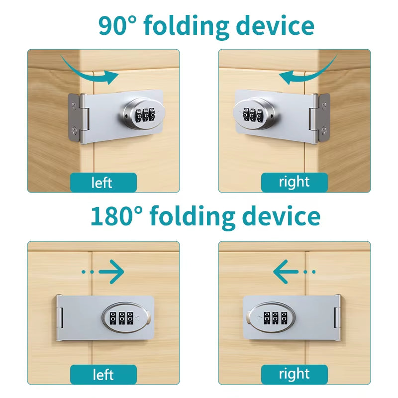 Mechanical Password Locks Door Security Slide Latch Lock for Small Doors Cabinets Barn Door Bathroom Outdoor Garage Garden