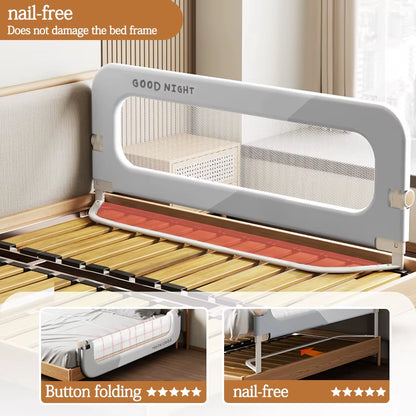 Foldable Toddler Bed Rail - Adjustable Anti-Fall Safety Barrier for Cribs with Easy Installation